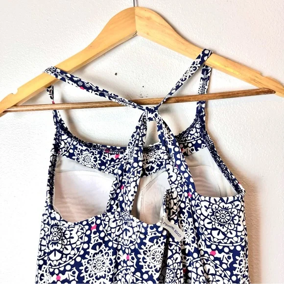 Lands’ End Patterned Blue White Tankini Swim sz 4 - Picture 4 of 10